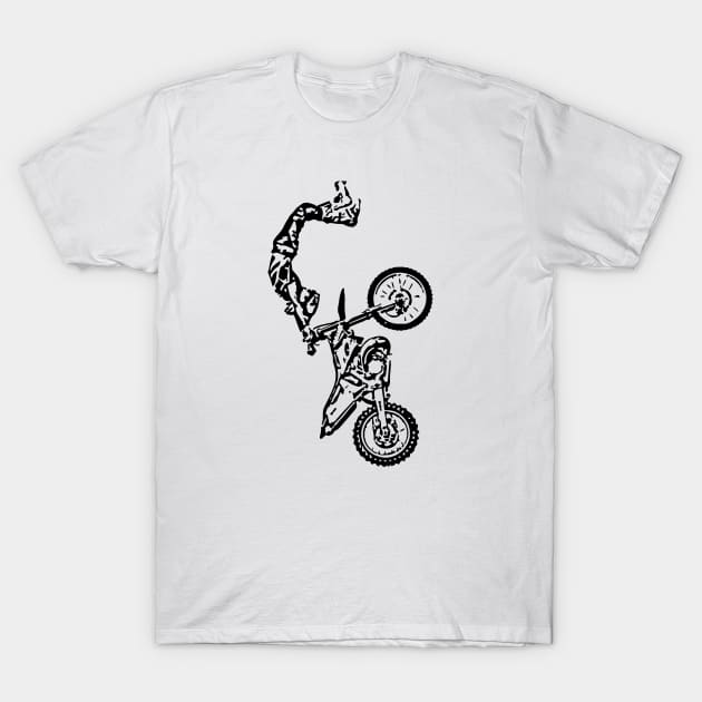 Motocross Jumping Freestyle Sketch Art T-Shirt by DemangDesign